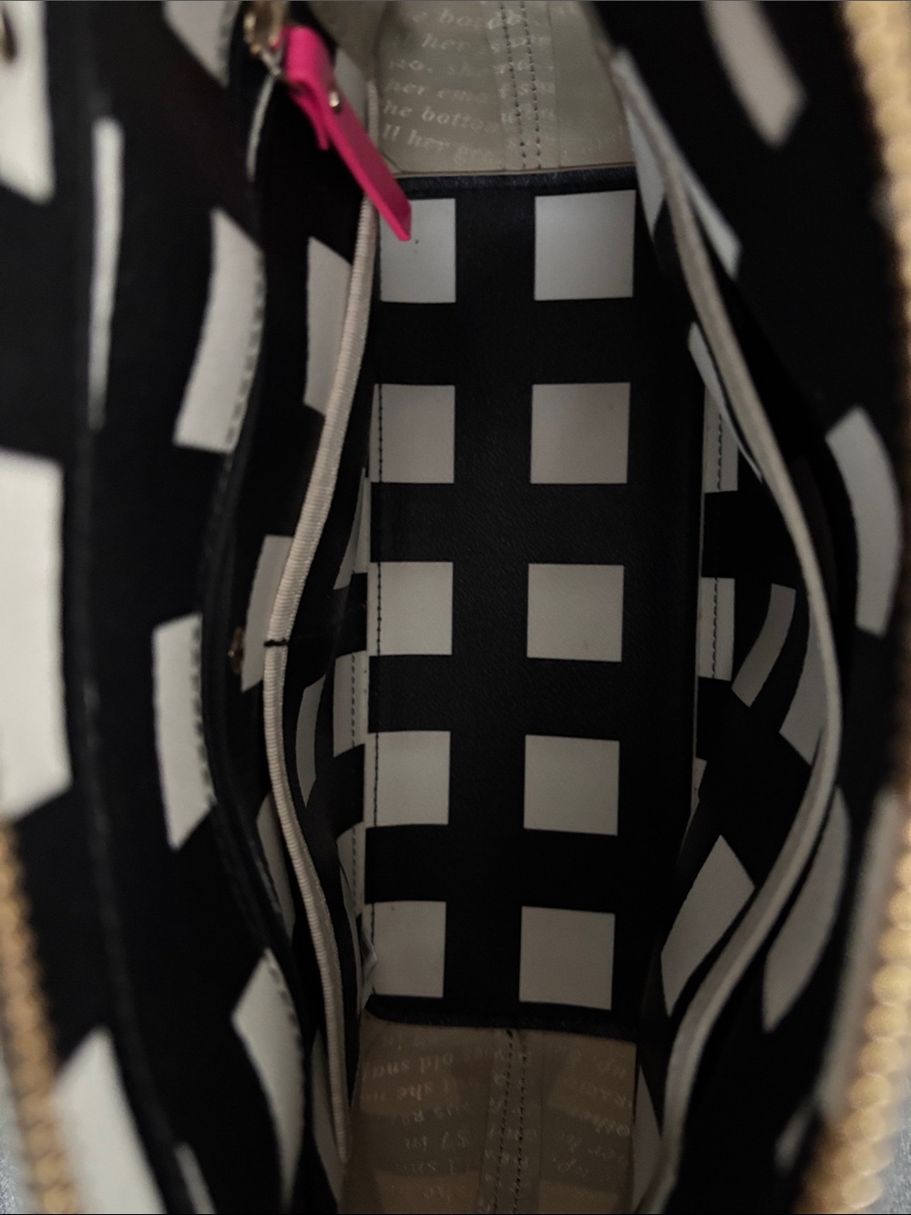 kate spade Black & White Checkerboard Dome Satchel - Picture 8 of 12